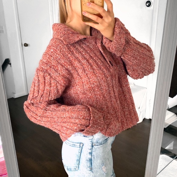 🧶 ZARA RUSTY PINK RIBBED CHUNKY KNIT JUMPER! - Picture 3 of 12